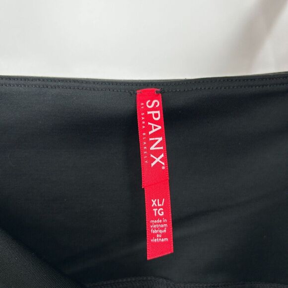 SPANX Black Faux Leather Moto Pull On Skinny Stretch Ankle Leggings Size XL - Picture 6 of 7